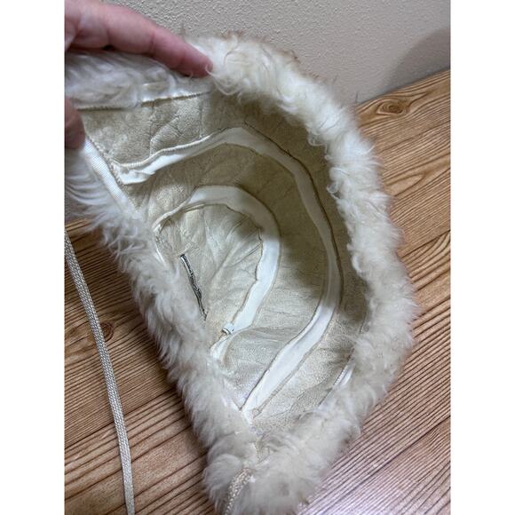 VTG Genuine Tuscan Lambskin Fur Trapper Hat 46 Italy Shearling Aviator Pom Pom - Picture 6 of 11